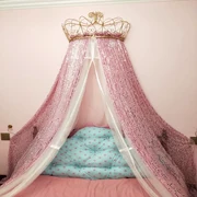 Phong cách châu Âu màn ngủ cung điện mới Mantle giường rèm thêu sequined vương miện công chúa cô gái đáng yêu màu hồng với kệ - Bed Skirts & Valances