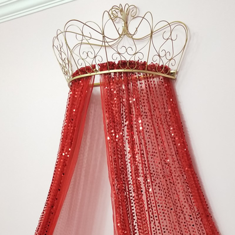 Phong cách châu Âu màn ngủ cung điện mới Mantle giường rèm thêu sequined vương miện công chúa cô gái đáng yêu màu hồng với kệ - Bed Skirts & Valances 	rèm che giường ktx	