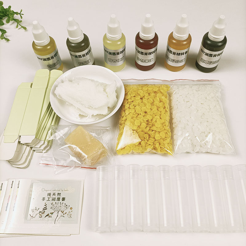 DIY Sweet Almond Moisturizing Lip Balm Material Bag Homemade Lip Oil Production Raw Material Material Suit Light Lip 3 sets