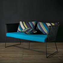 loft vintage Wrought iron sofa chair clothing shop Studio sofa bar cafe Three-person double chair creative