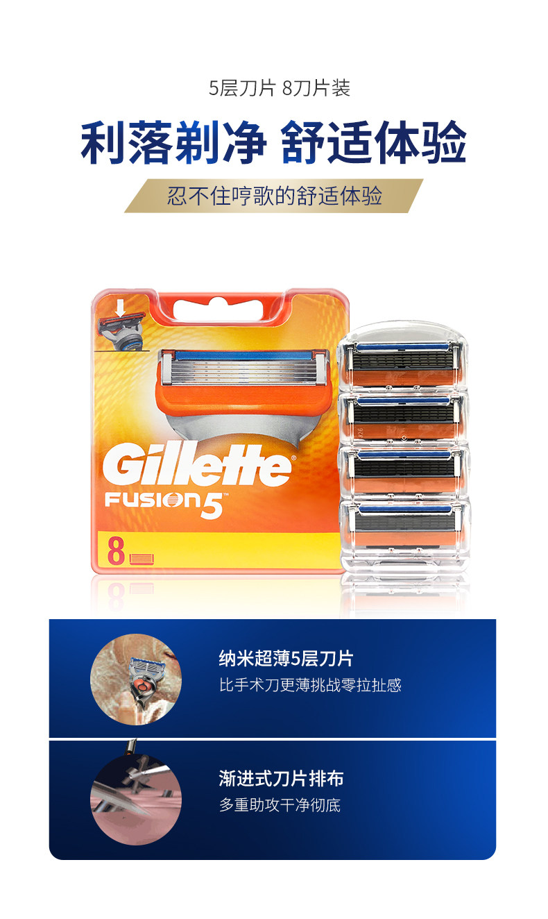 Gillette 吉列 锋隐5 手动剃须刀片套组 8刀头*2盒 图4