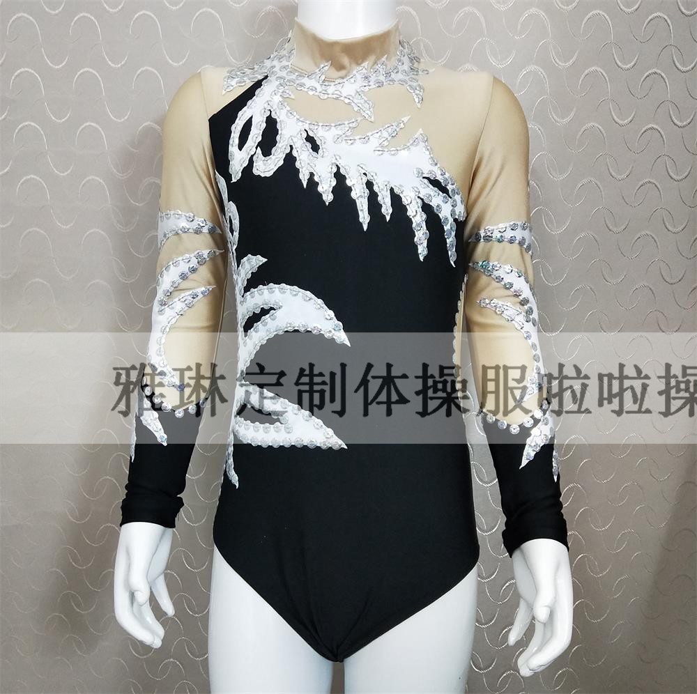 Yalin custom children's competitive aerobics suit Yikao new gymnastics suit single bar La La exercise suit black