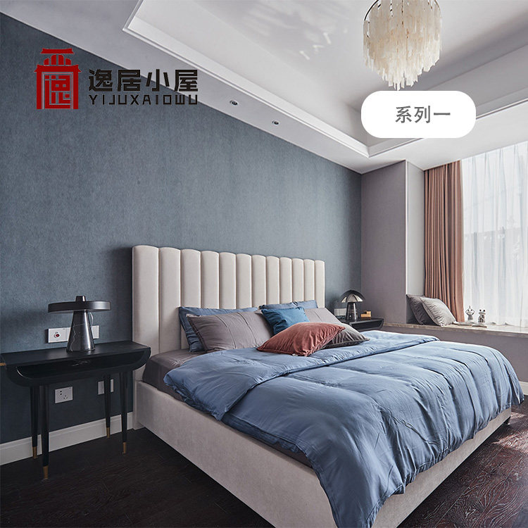 Postmodern American leather fabric light luxury wedding bed Evergrande model room simple bedroom master bedroom net red 1 8m double bed