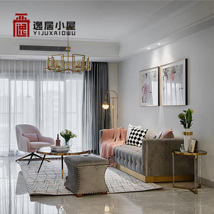 Light luxury sofa post-modern American Hong Kong style modern minimalist small apartment Italian white leather sofa furniture customization