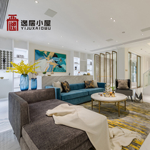 Postmodern Italian style living room solid wood sofa Evergrande light and luxurious art L Type-like board room Villa Engineering Furniture Custom