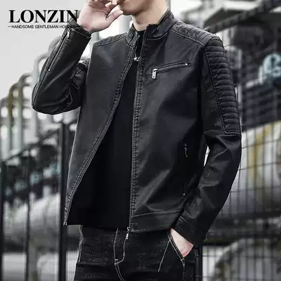 Men's leather 2021 New handsome leather jacket motorcycle jacket men's spring and autumn soft leather clothing Korean slim trend