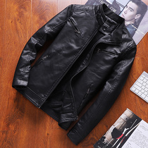Spring and autumn leather clothing mens tide collar Korean jacket locomotive simulation leather jacket mens leather clothing thin casual youth