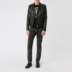 Balmain Balmain BLACK da bò khâu ve áo dài tay ZIP STREET MENS JACKET 