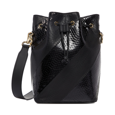Fendi Fendi Classic Black Psoria-in LOGO nữ Túi thời trang One-Shoulder Bag Bucket Bag 