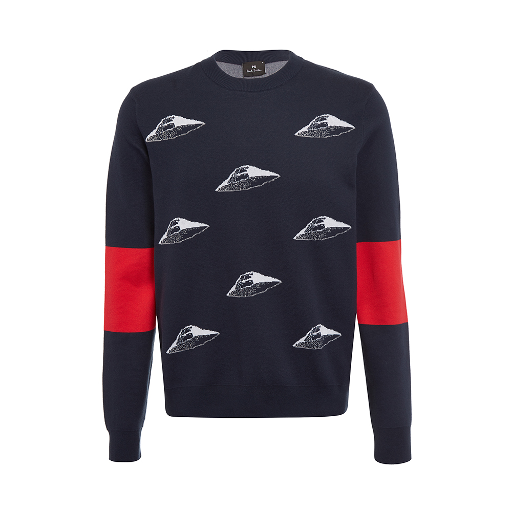 PS Paul Smith 2020 SPRING / SUMMER màu xanh đậm Saucer LIFT HIT MENS KNITSWEATER áo len.