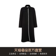 RED Valentino đen ve áo dài tay hình học thêu cạnh áo khoác nhung dày