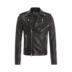 Balmain Balmain BLACK da bò khâu ve áo dài tay ZIP STREET MENS JACKET 