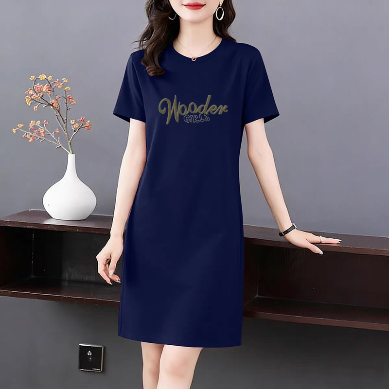 Clearance Sale~100% Pure Cotton Dress T-Shirt for Women, Stylish and Fashionable Mid-Length Top, Vintage Short-Sleeve Tee Shirt