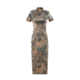 Ципао, элитное длинное платье для матери, коллекция 2023, яркий броский стиль, изысканный стиль, средней длины, осеннее