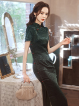 Dark green cheongsam 2021 New retro Chinese style old Shanghai temperament long improved dress women Autumn