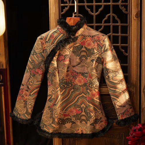 Зимнее ципао, ретро утепленный лонгслив, короткая куртка, китайский стиль