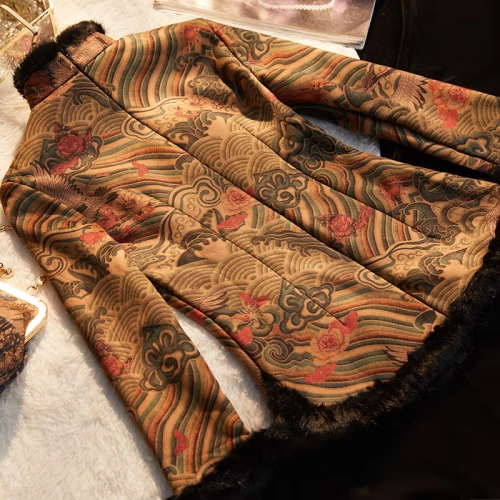 Зимнее ципао, ретро утепленный лонгслив, короткая куртка, китайский стиль