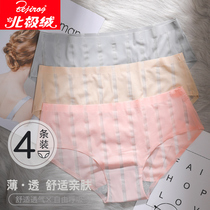 Arctic velvet underwear women transparent ice silk waist 100% cotton crotch sexy thin solid color size ladies breifs