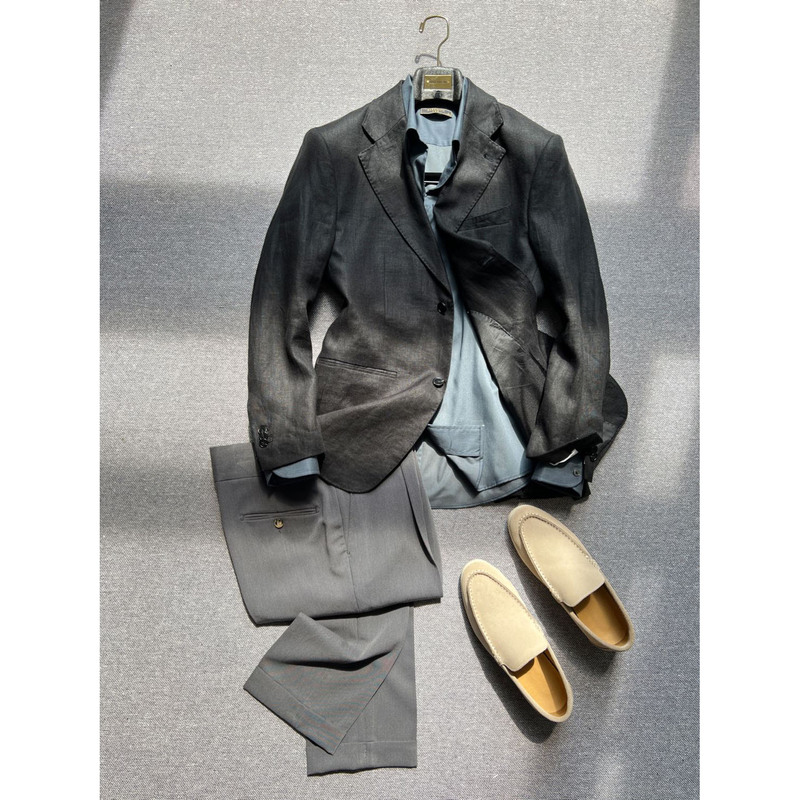 Summer Haute Couture 100% Linen Men's Naples Single-Breasted Suit Jacket