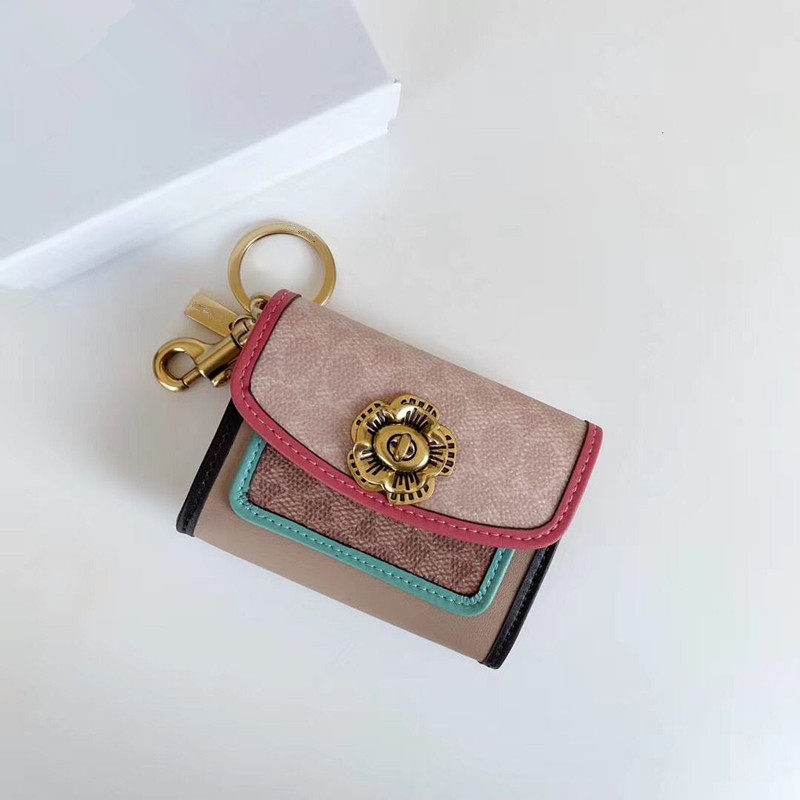 ins new mountain tea flower mini-wallet women's card bag coin bag zero wallet key bag short gift