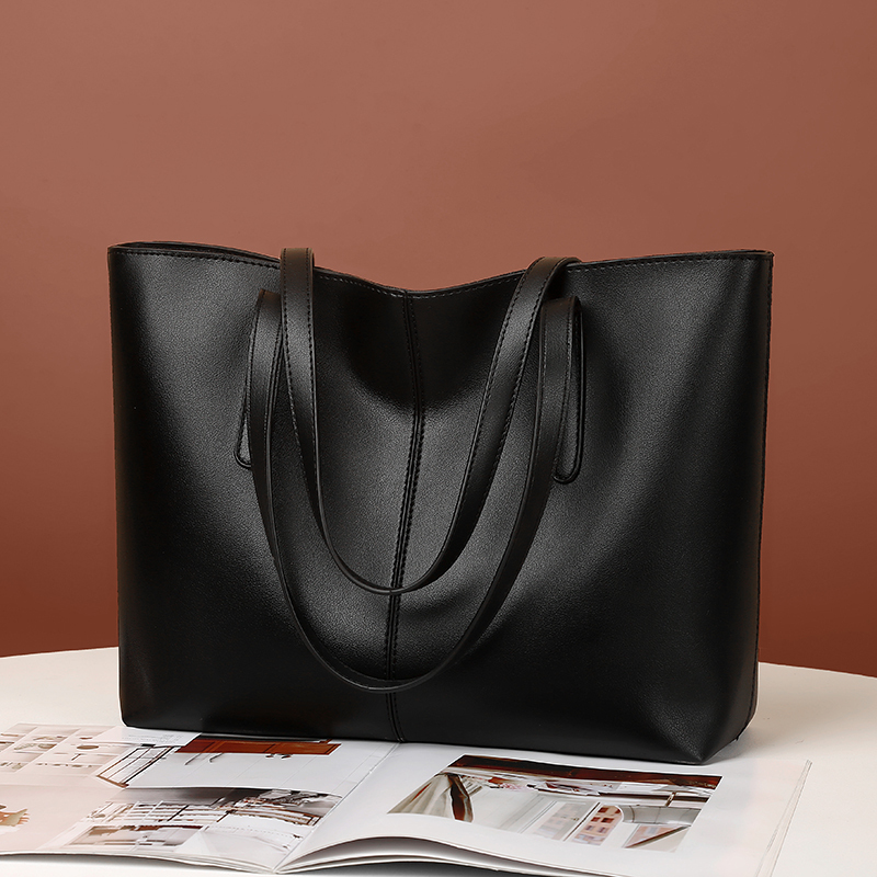 2024 New Tote Bag, Large Capacity, Spliced Soft Leather Women's Bag, Simple Casual Shoulder Bag, Versatile Commuter Handbag 2024 New Tote Bag, Large Capacity, Spliced Soft Leather Women's Bag, Simple Casual Shoulder Bag, Versatile Commuter Handbag