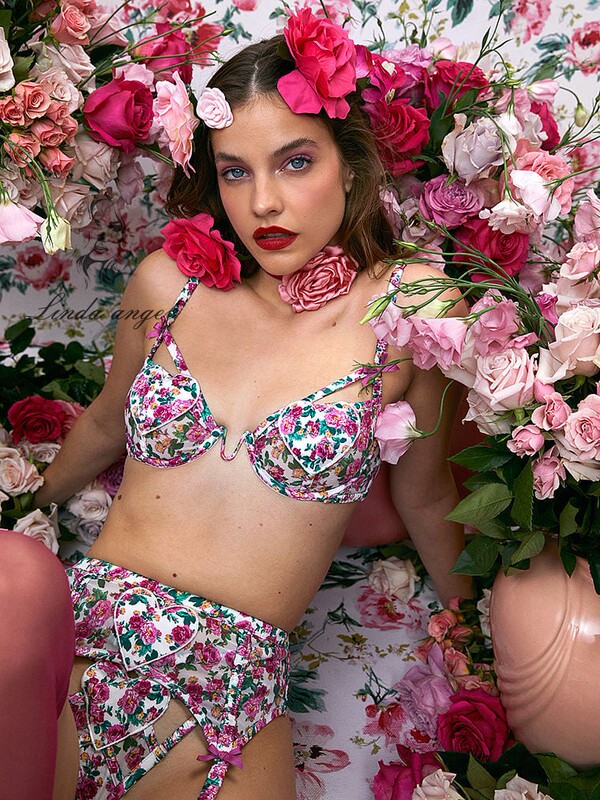 For Love Lemons Floral Heart Thin Bra Girl's Underwear Love and Lemons Hollow-Out Unpadded Bra