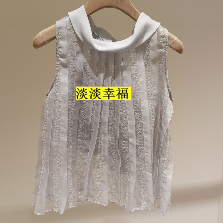 Xsv3S21B-1280 Three Crowns Aiv/Wei Genuine Product from the Exclusive Store, 2026 Summer New Sleeveless Chiffon Top