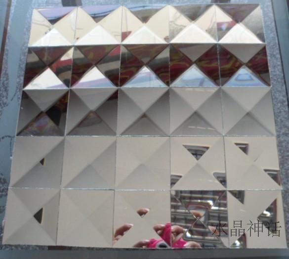 Crystal glass mirror mosaic tile wall pasted mosaic TV puzzle background wall silver pyramid