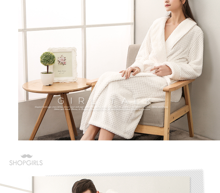 Áo choàng tắm nam mùa thu và mùa đông dày áo ngủ flannel váy ngủ nữ đồ ngủ dài đôi ấm áo choàng tắm người lớn dịch vụ nhà vay ngu lua cao cap