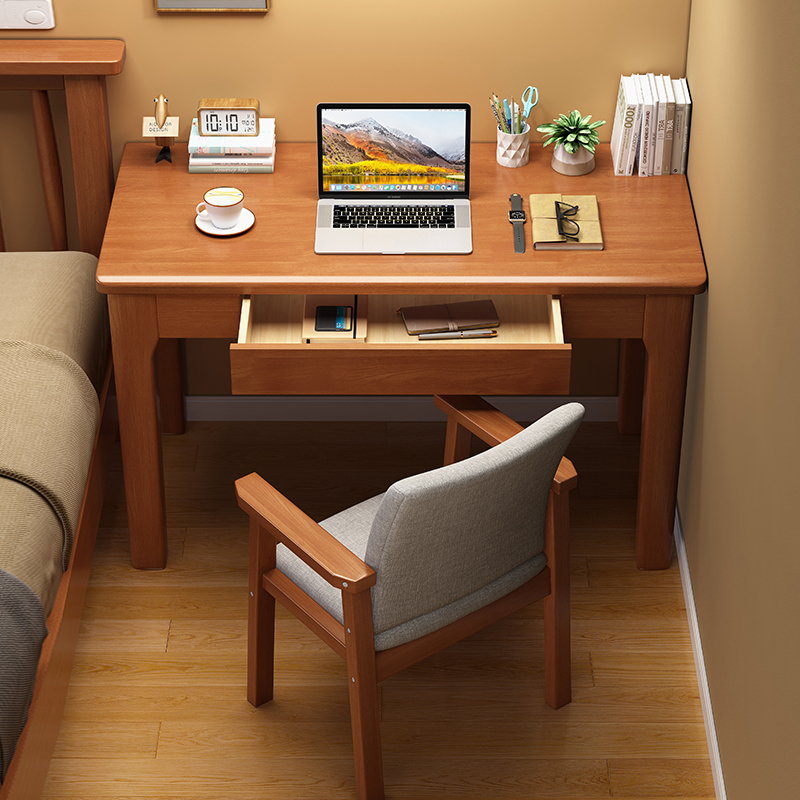 Solid Wood Narrow Desk for Home Use, 40/45cm Wide Office Computer Desk, Modern Bedroom Small Apartment Student Study Desk and Chair