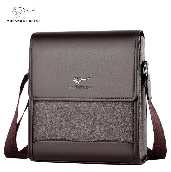 Yuesen Kangaroo Men's Bag Men's Black One Shoulder Messenger Bag Square Backpack Casual Small Bag Vertical Slant Shoulder Bag Trendy