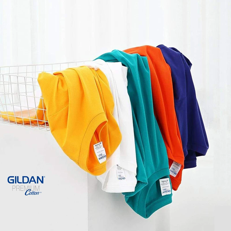 GILDAN Solid base body-friendly cotton summer short sleeve T-shirt for leisure with a round collar, for teenagers, with short sleeve, plus size