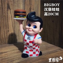 Spot BIGBOY BURGER doll VINTAGE ORNAMENTS TABLE ancient dress jewelry Oil head modeling doll piggy bank