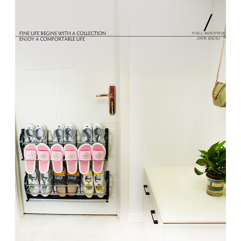 Door shoe rack Creative home small apartment door multi-layer nail-free no trace simple storage rack bathroom wall rack