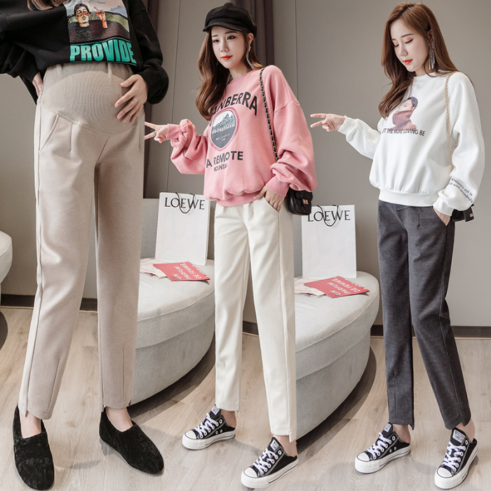 Maternity pants Autumn and winter belly pants Wear fur outside Maternity pants Loose casual pants Pregnancy pants Autumn and winter