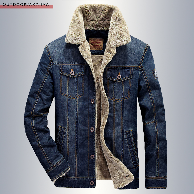 Battlefield jeep autumn and winter men's plus velvet thickened denim cotton jacket jacket lamb velvet loose youth tide large size