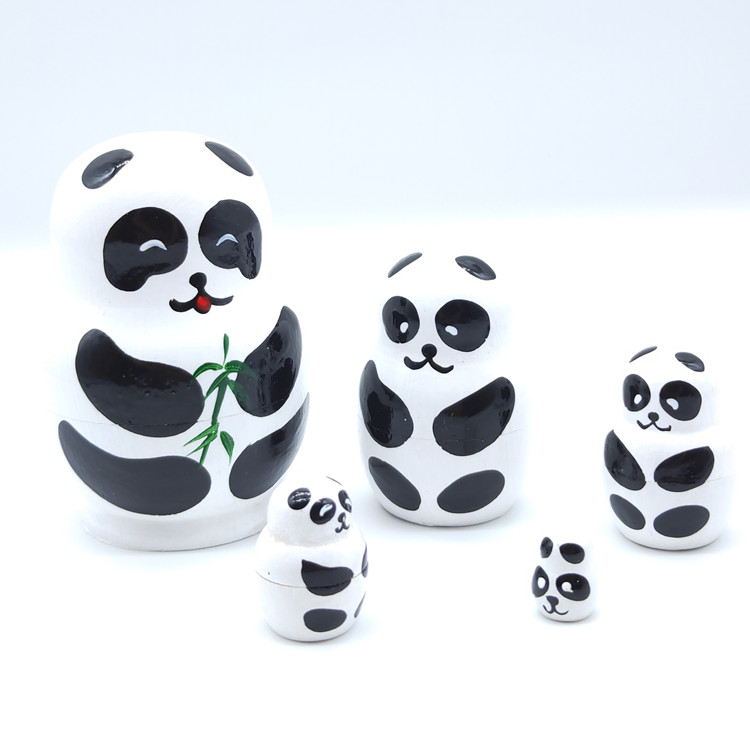 Russian doll 5-layer panda handmade ornaments creative children's educational toys commemorative gift items