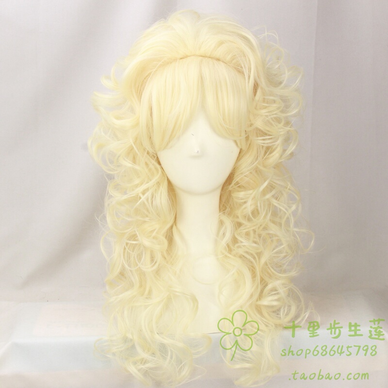 Dolly Parton Wig Light Golden Honeycomb Fluffy Long Curly Hair Stage Singer Cosplay Halloween Full Wig