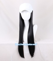 Wig film female hair net red and white hat wig one female black long straight hair fashion nature travel holiday