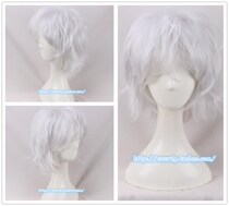 cos Travel Frog son stay personified cosplay wig silver white fluffy short hair