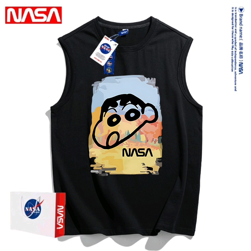 Nasa Co-Branded Crayon Shin-Chan Vest Men's Summer Sleeveless Undershirt Sports Pure Cotton Couple's Sleeveless T-Shirt