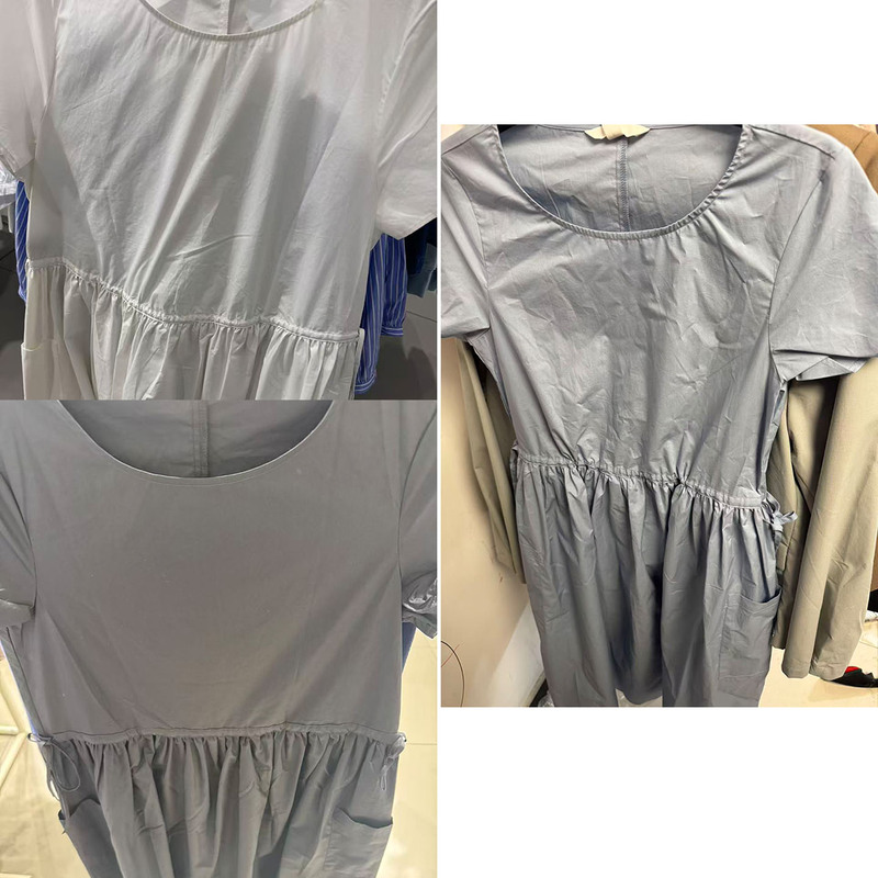 Returnable Women's Clothing, New March Summer Style, Relaxed Style, Waist-Cinching Cotton Mid-Length Dress 1337627, Free Shipping
