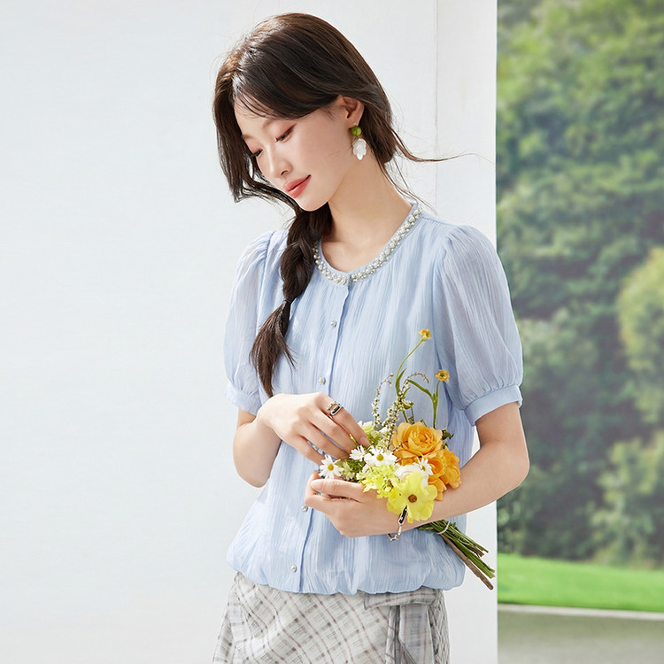 Chiffon Shirt Women's 2026 Summer Clothing New Fashion Stylish Casual Blouse Summer Versatile Shirt