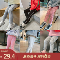 Childrens clothing new childrens autumn and winter slim pants childrens foreign style leggings baby letter trousers tide