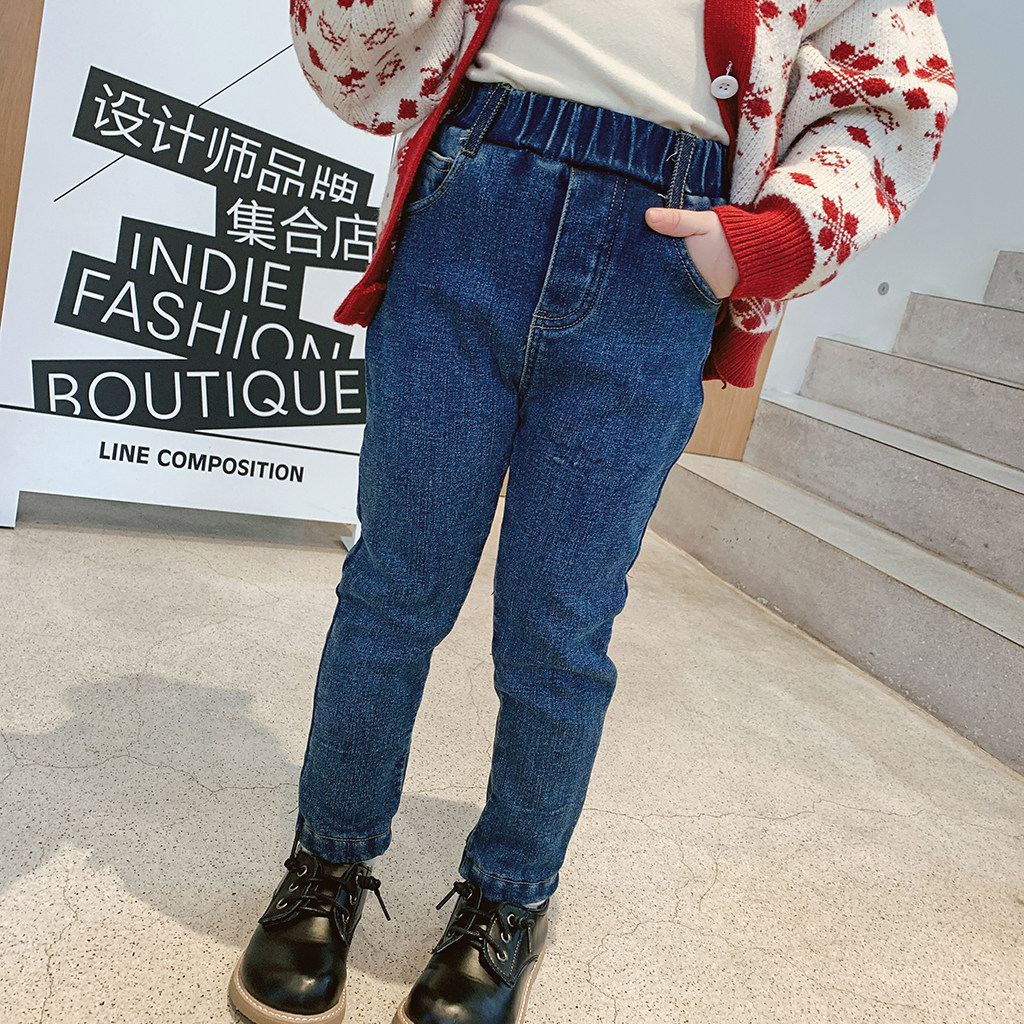 Foam home Custom children's clothing 2021 new girls autumn clothing jeans baby sashimi pants children Korean version pants