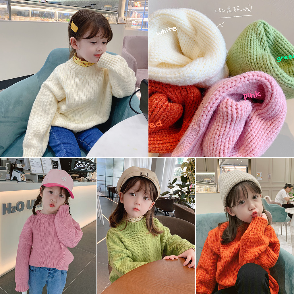 Momo's custom-made children's clothing girls spring foreign style loose sweater baby Korean version tops children's Korean version sweater