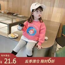 Childrens clothing new childrens autumn and winter plus velvet set girls foreign style cartoon thick coat baby three-piece tide