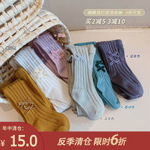 Childrens clothing 2021 new baby spring pantyhose childrens foreign socks girls spring and autumn stripes all-match stockings