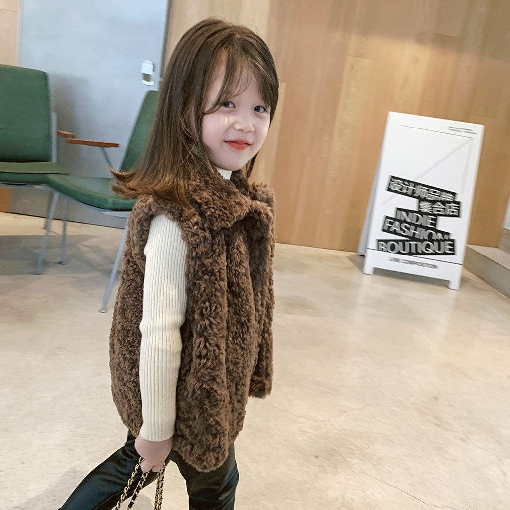 Foam home Custom children's clothing 2021 new girls winter clothing Korean version plus suede baby warm vest children's vest thickness
