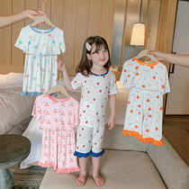 Little pudding baby2021 new girl Modo cotton home clothes baby foreign air conditioning set childrens pajamas